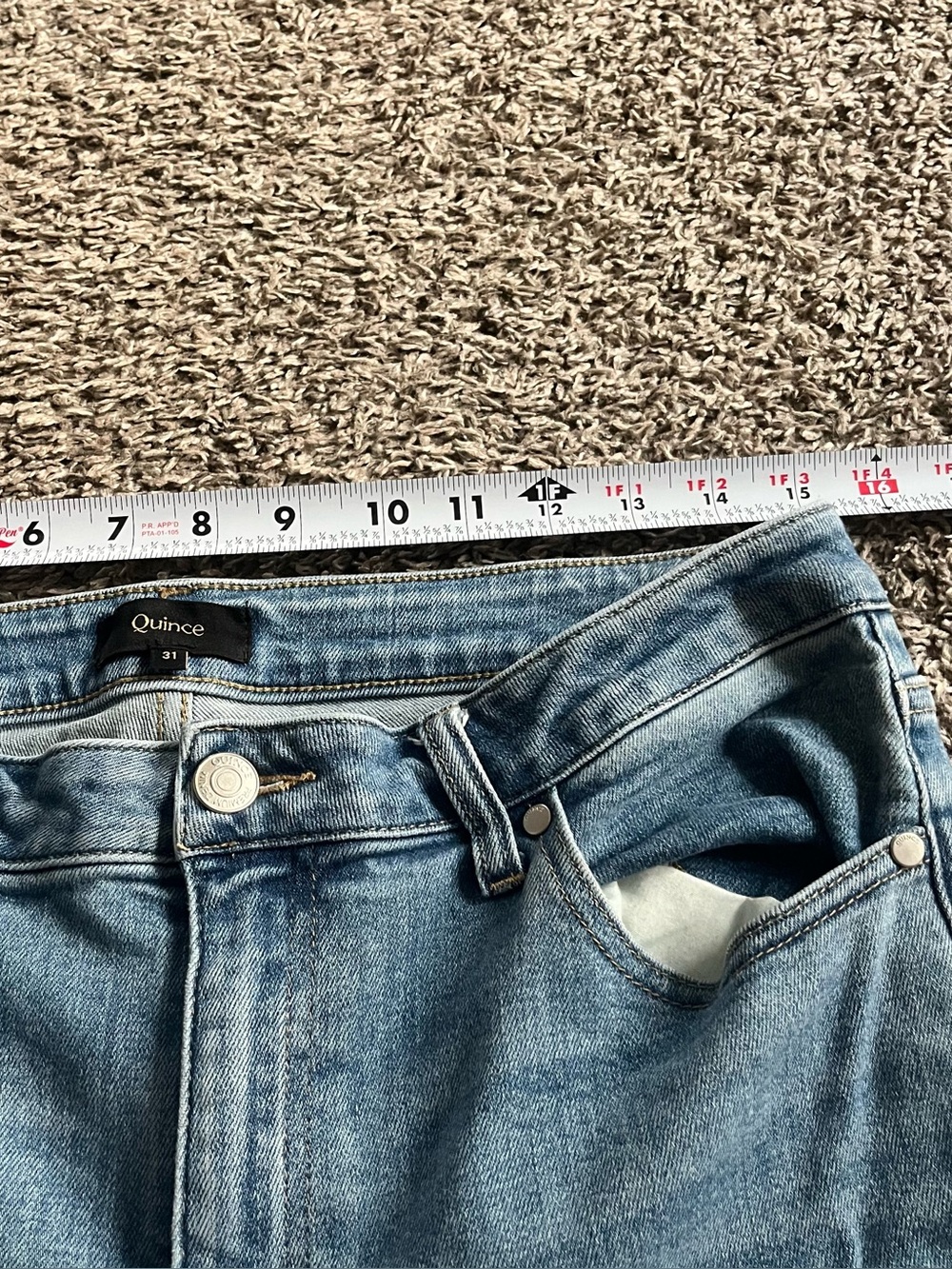 Quince Stretch High Rise Straight Leg Jeans Light Wash Comfort Cropped Size 31 - Picture 6 of 9